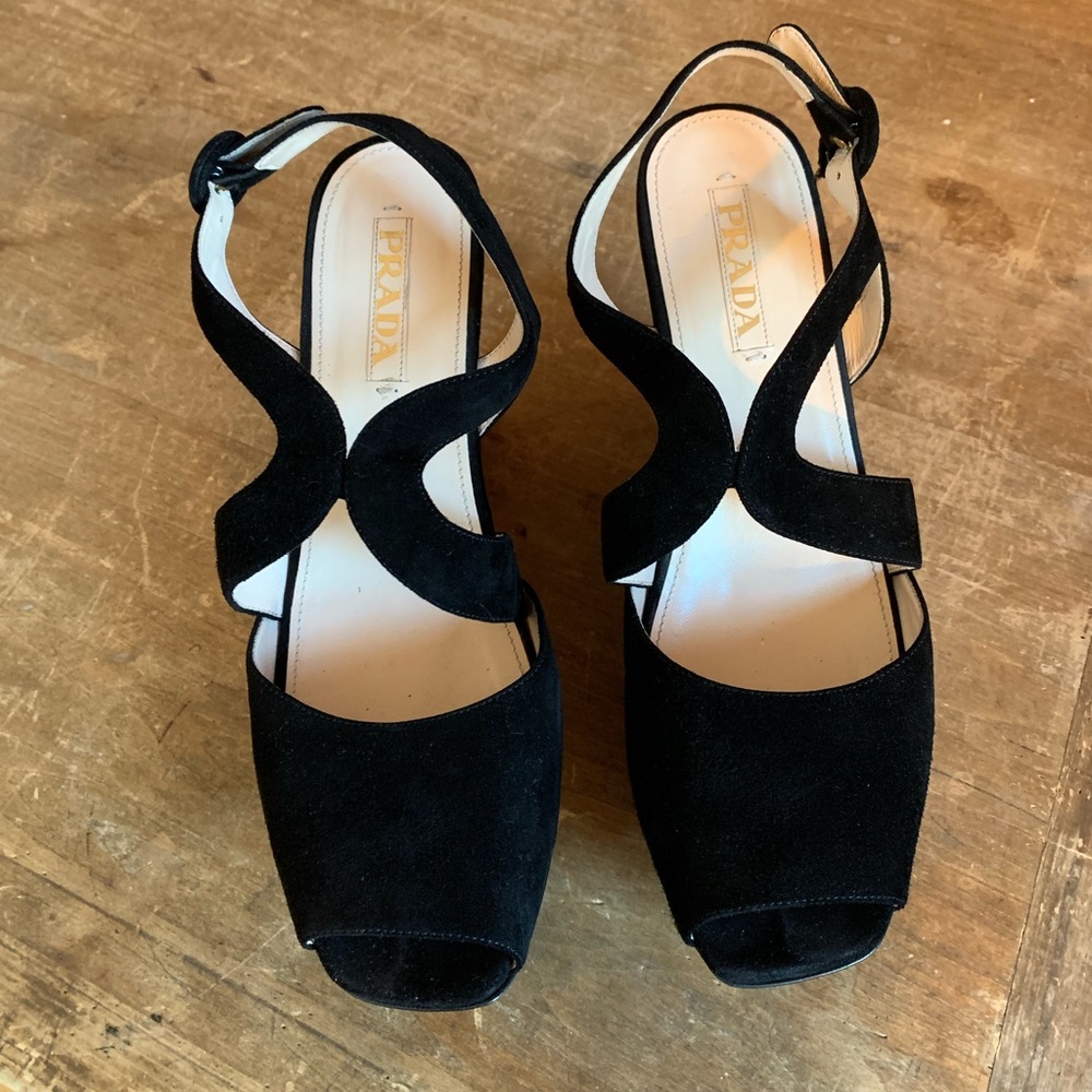 PRADA Velvet Wedges - Picture 1 of 6